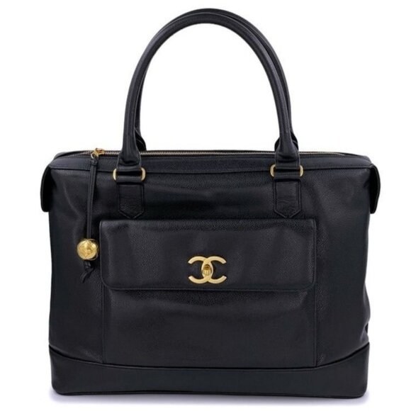 Authentic CHANEL CC Classic Caviar Timeless Flap Shoulder Bag Tote Briefcase - Picture 1 of 15